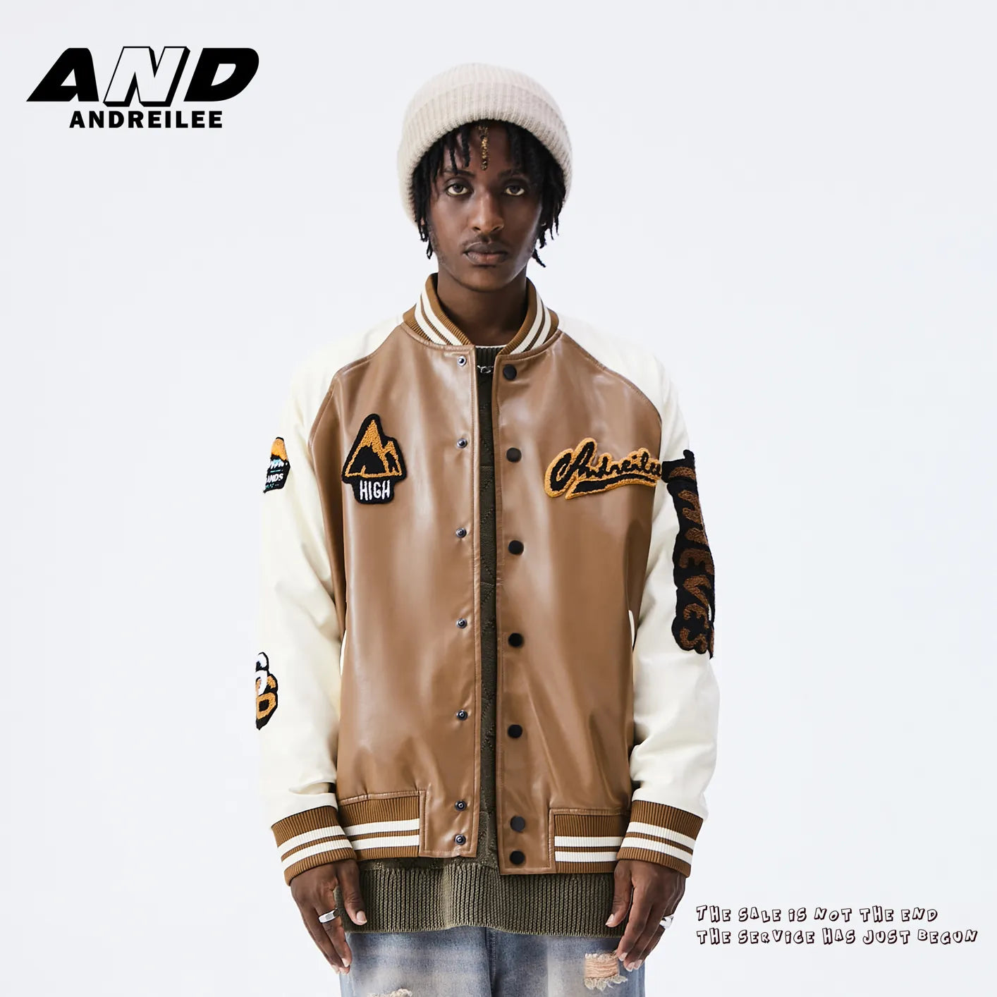Embroidered PU Baseball Jacket: Casual Street