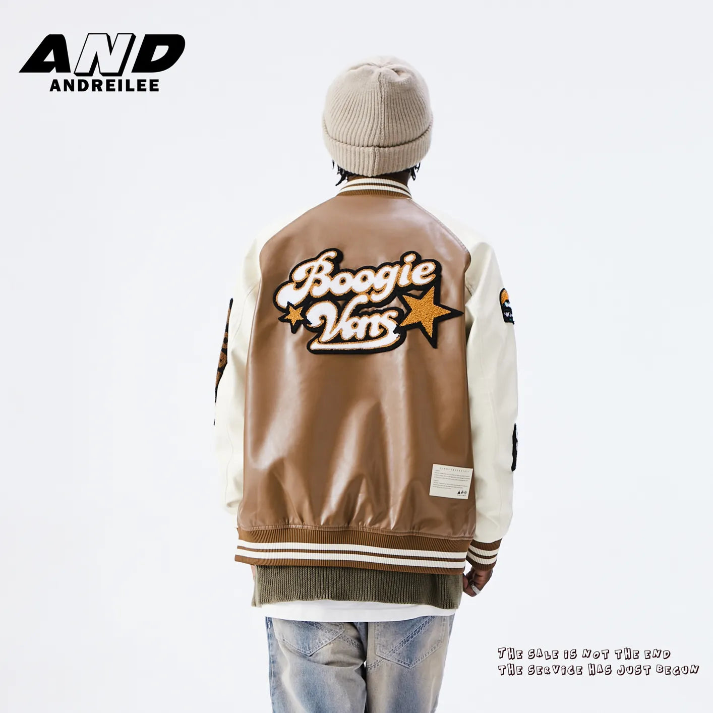 Embroidered PU Baseball Jacket: Casual Street