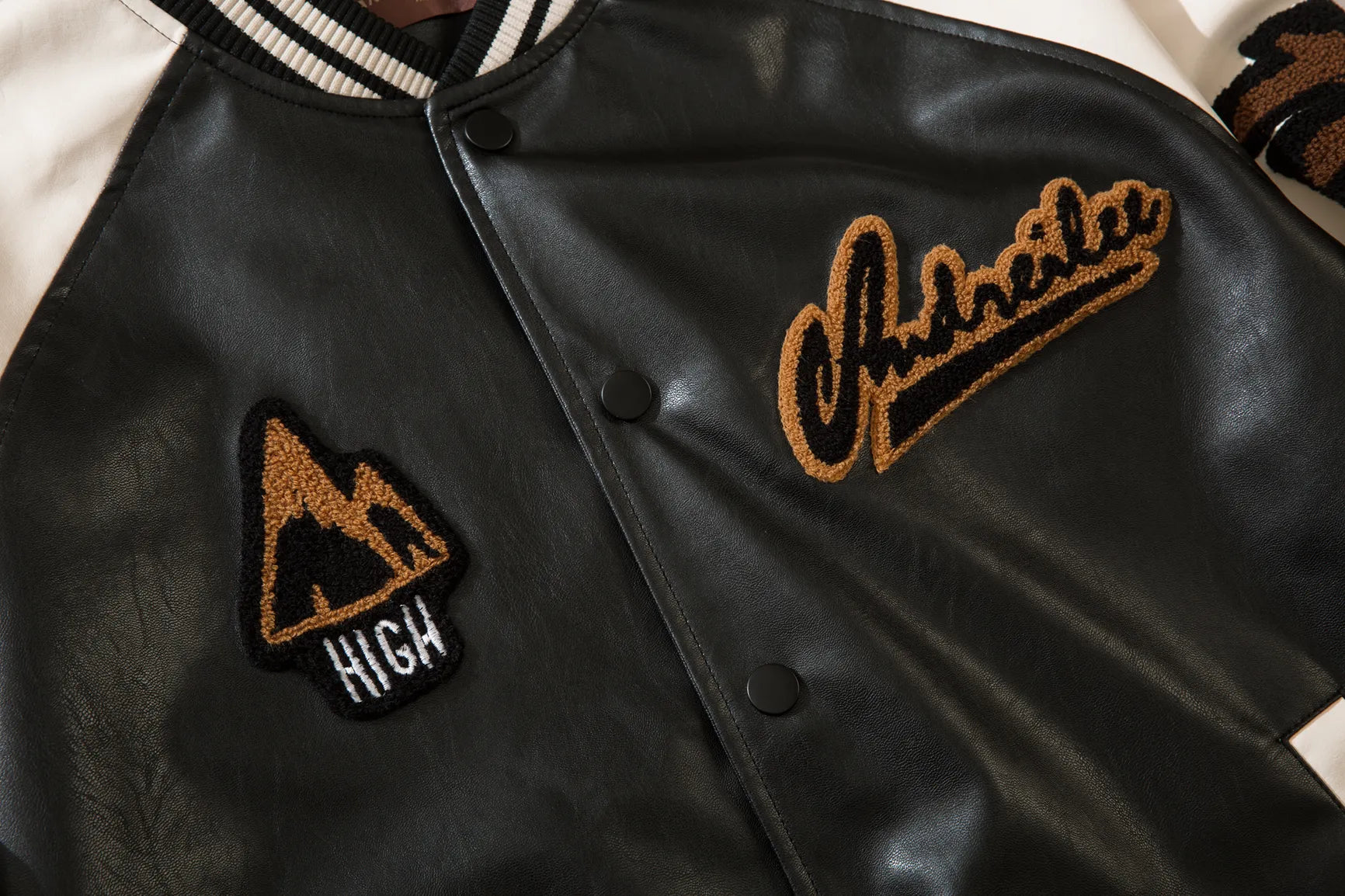 Embroidered PU Baseball Jacket: Casual Street
