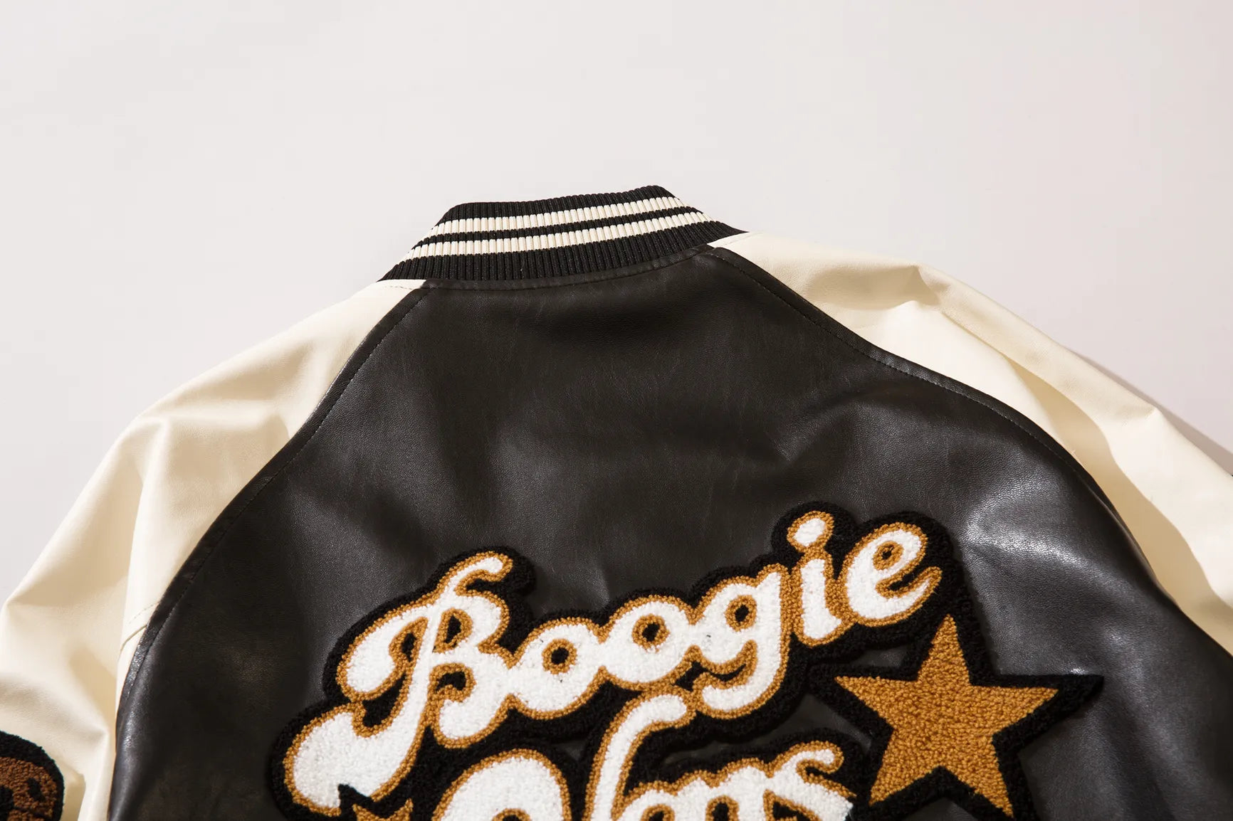 Embroidered PU Baseball Jacket: Casual Street