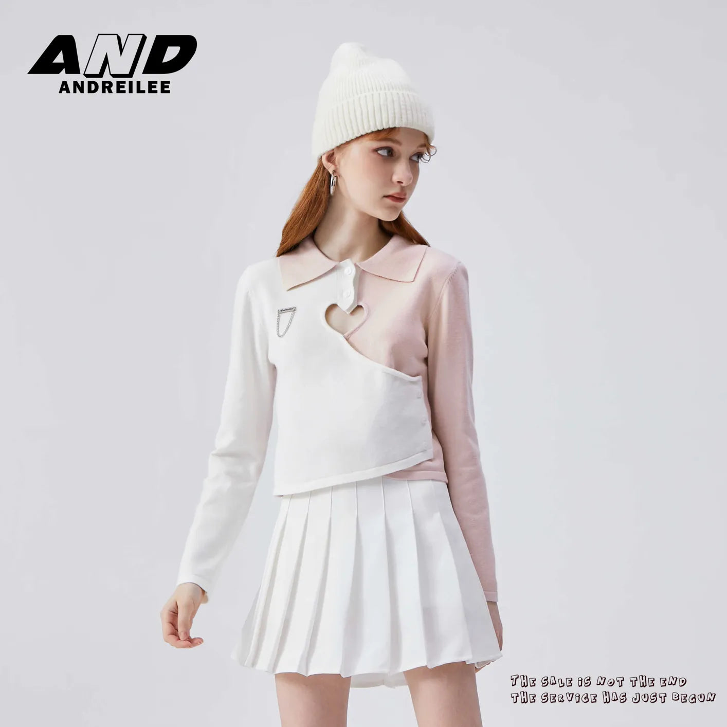 Hollow Polo Neck Knitwear: Slim Design