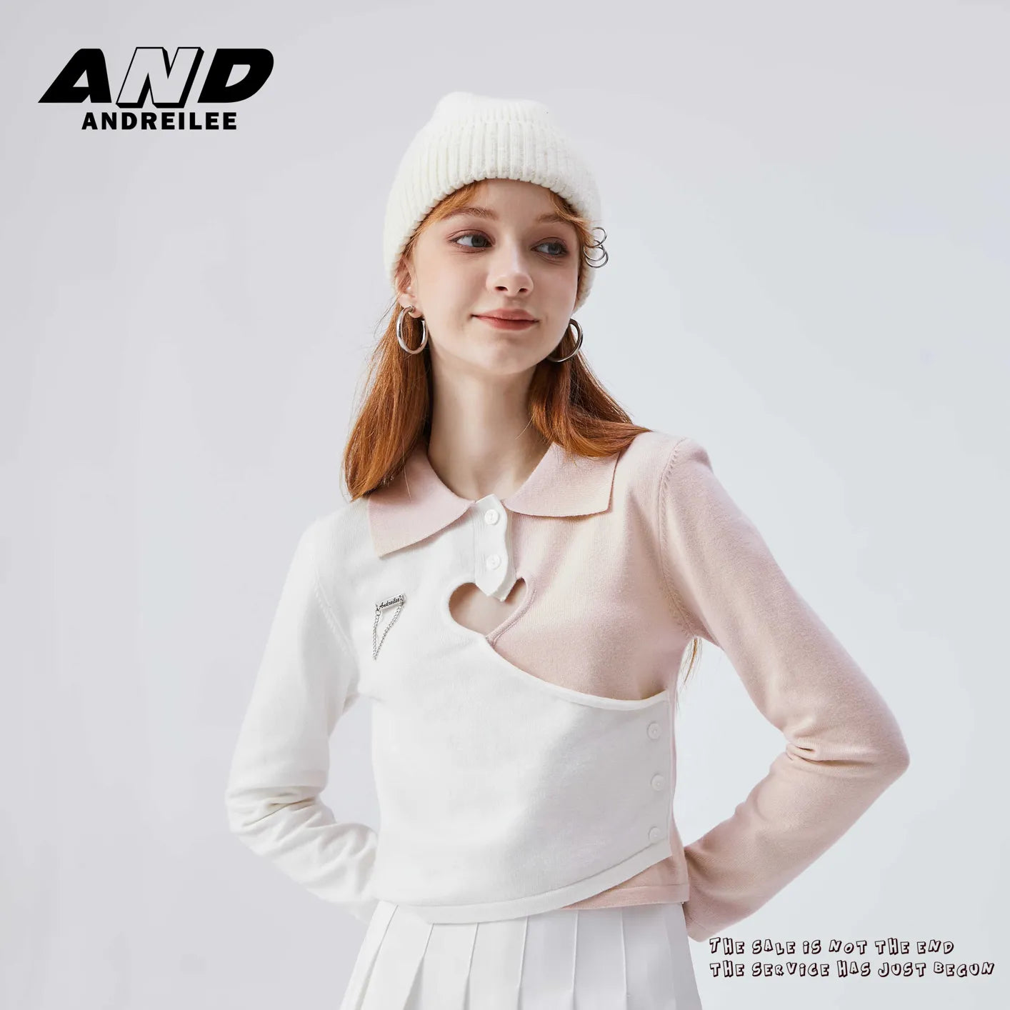 Hollow Polo Neck Knitwear: Slim Design