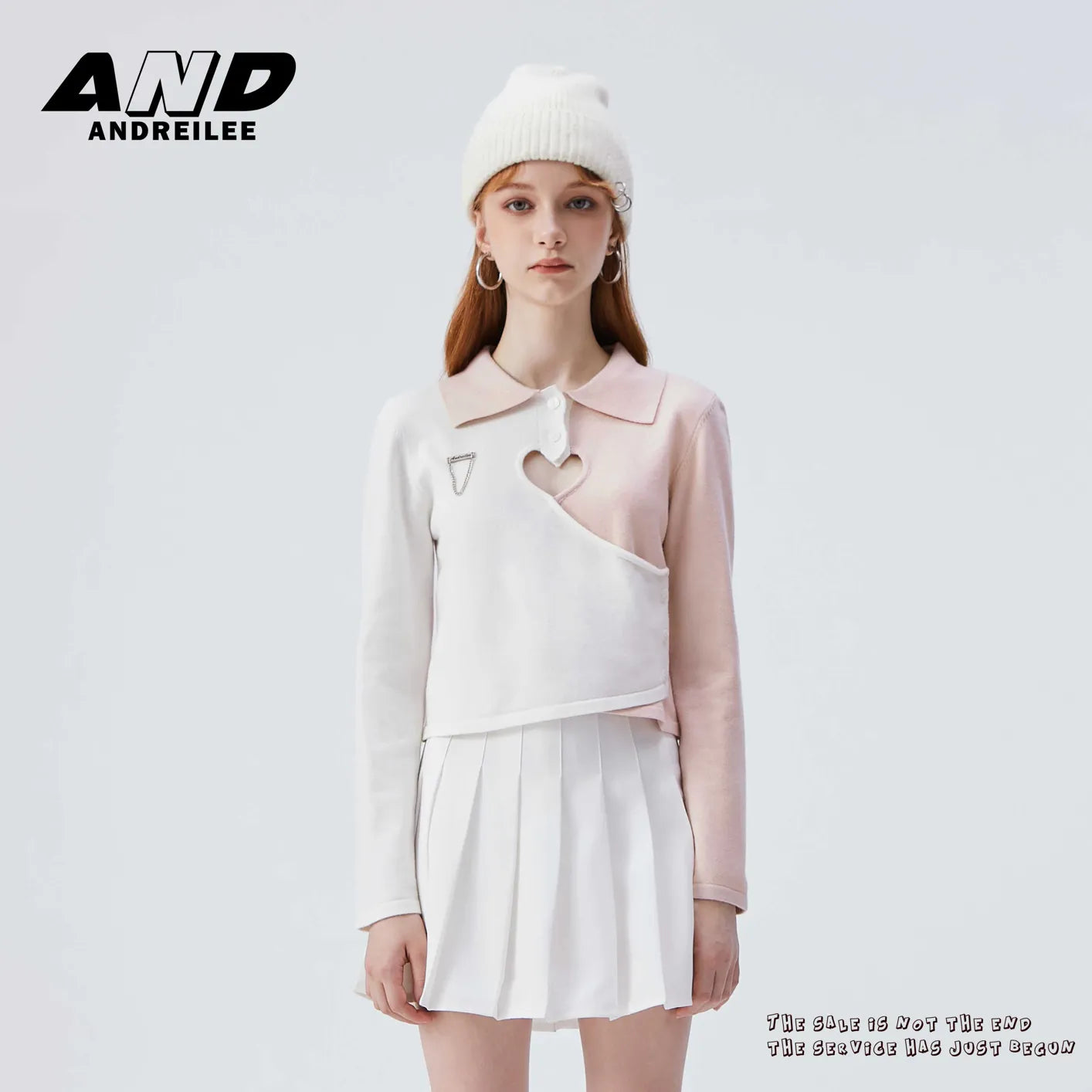 Hollow Polo Neck Knitwear: Slim Design