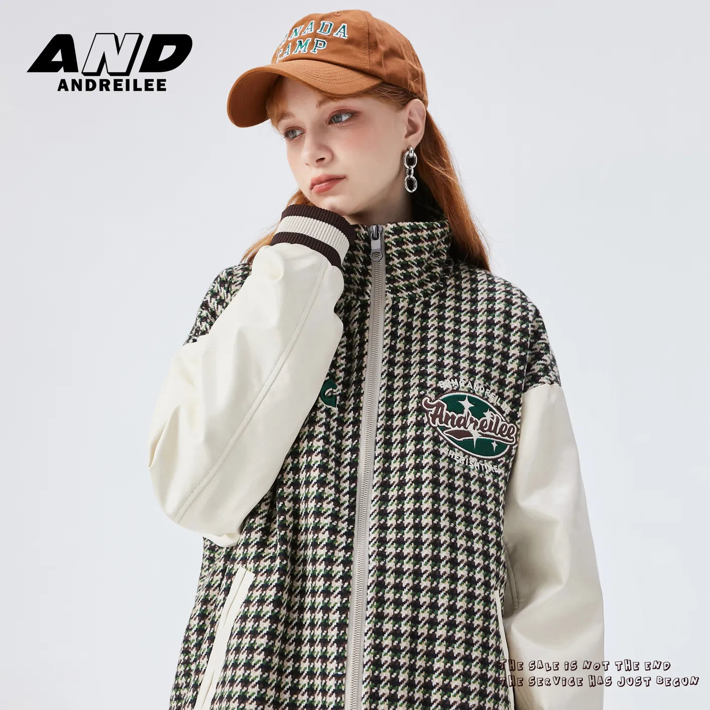 Houndstooth Baseball Jacket: Embroidered All-Match