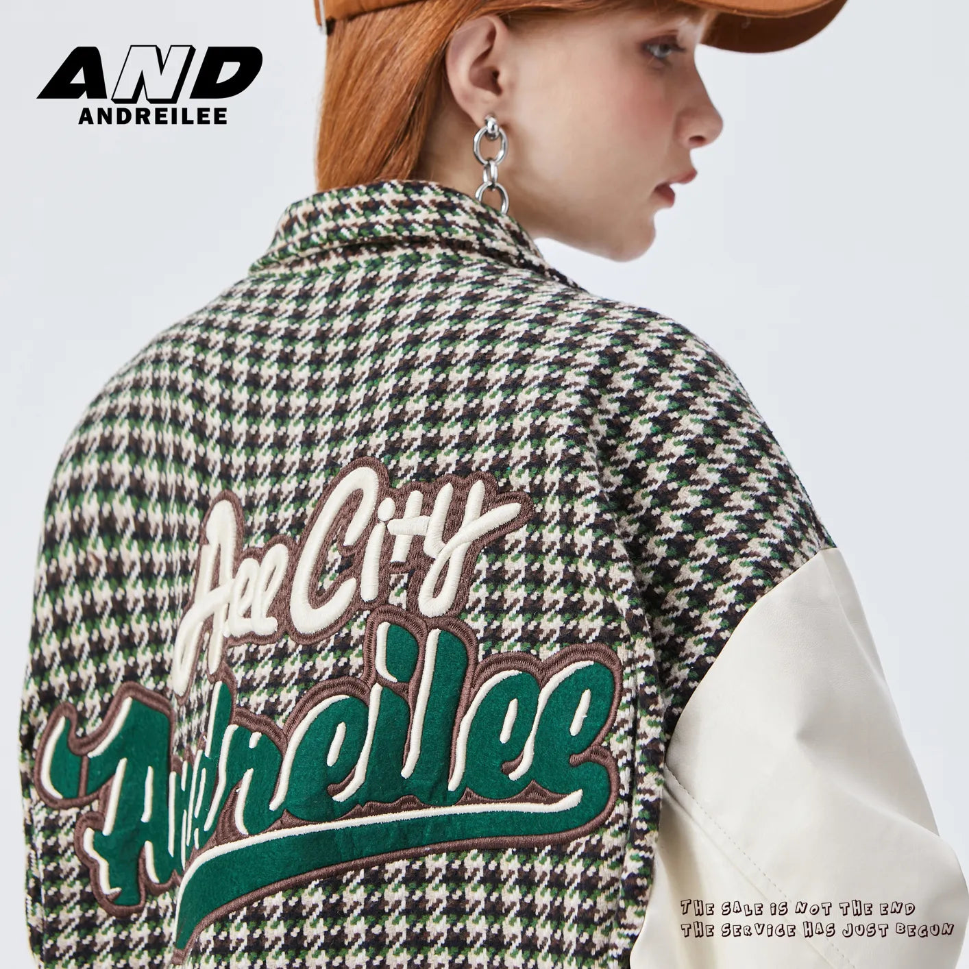 Houndstooth Baseball Jacket: Embroidered All-Match