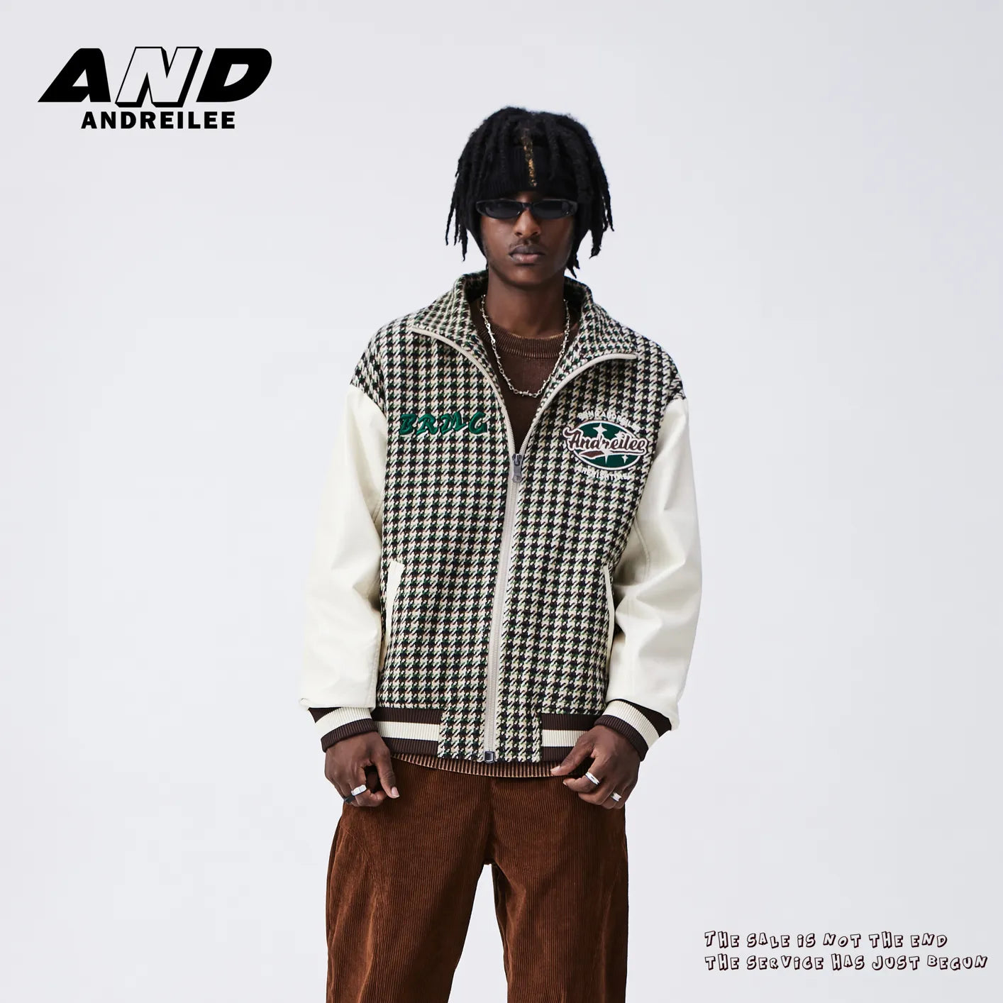 Houndstooth Baseball Jacket: Embroidered All-Match