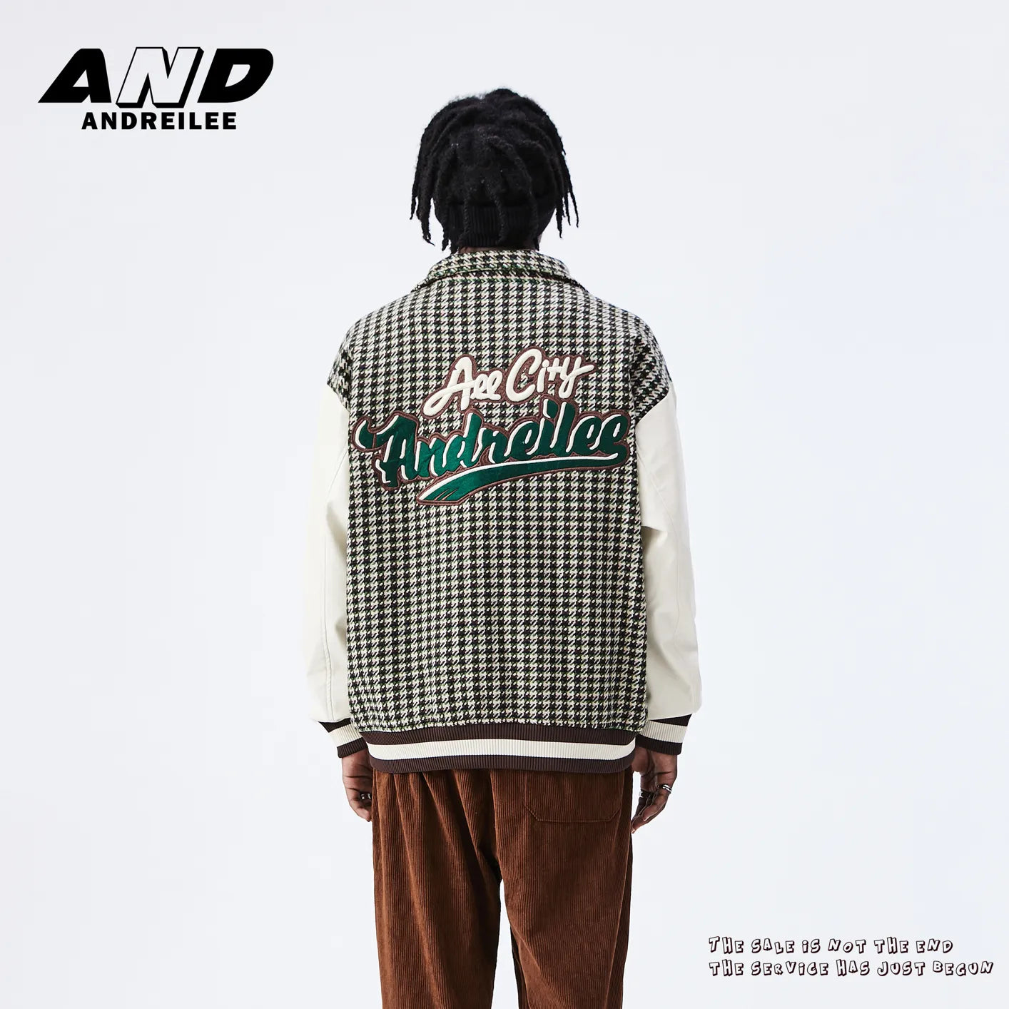 Houndstooth Baseball Jacket: Embroidered All-Match