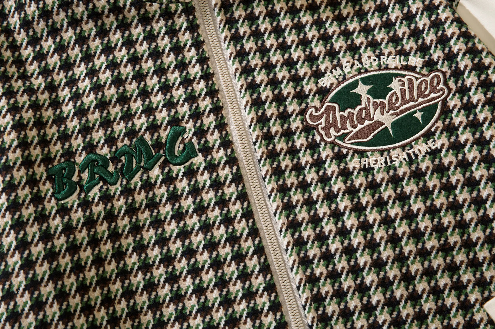 Houndstooth Baseball Jacket: Embroidered All-Match