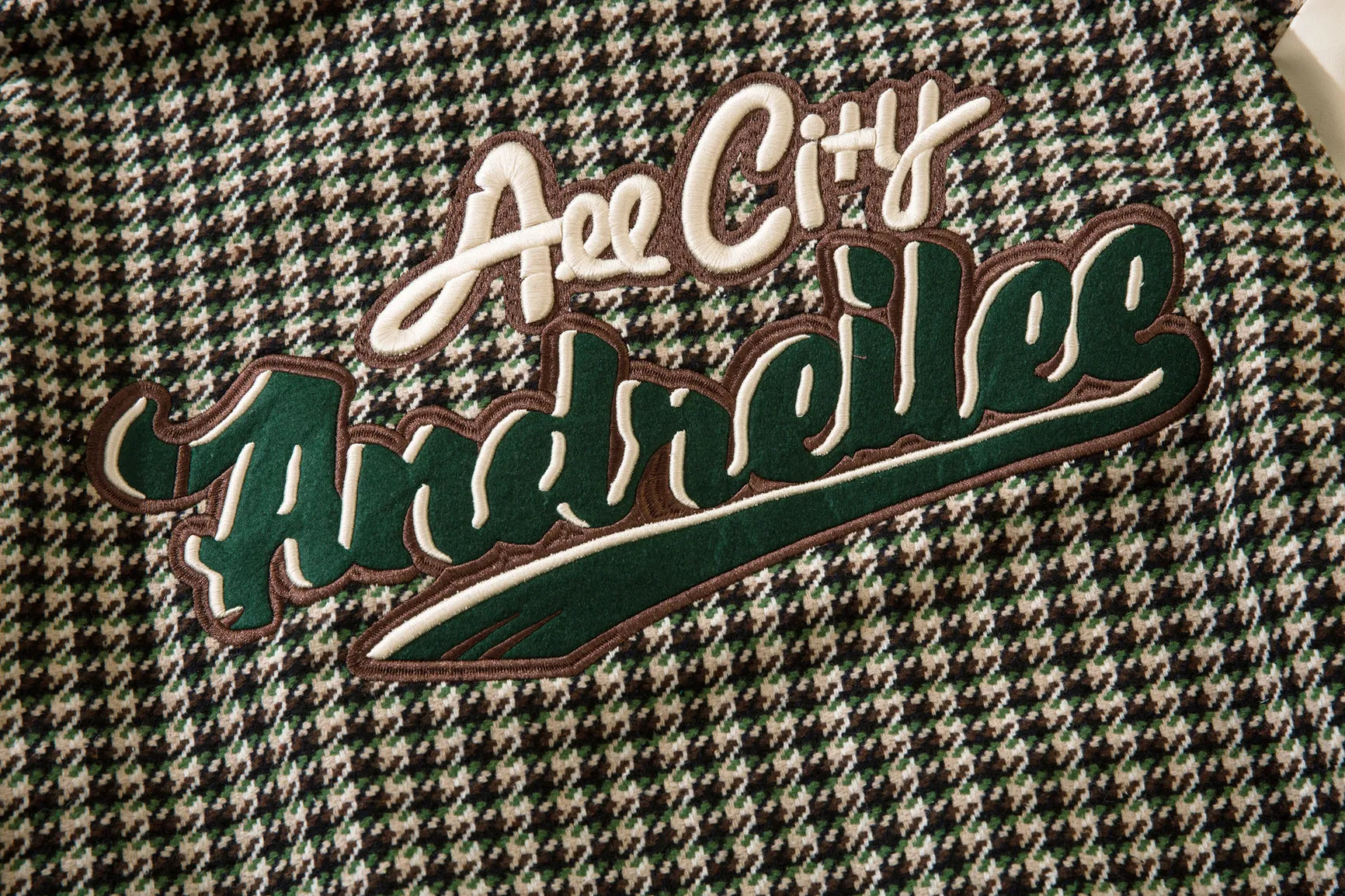 Houndstooth Baseball Jacket: Embroidered All-Match