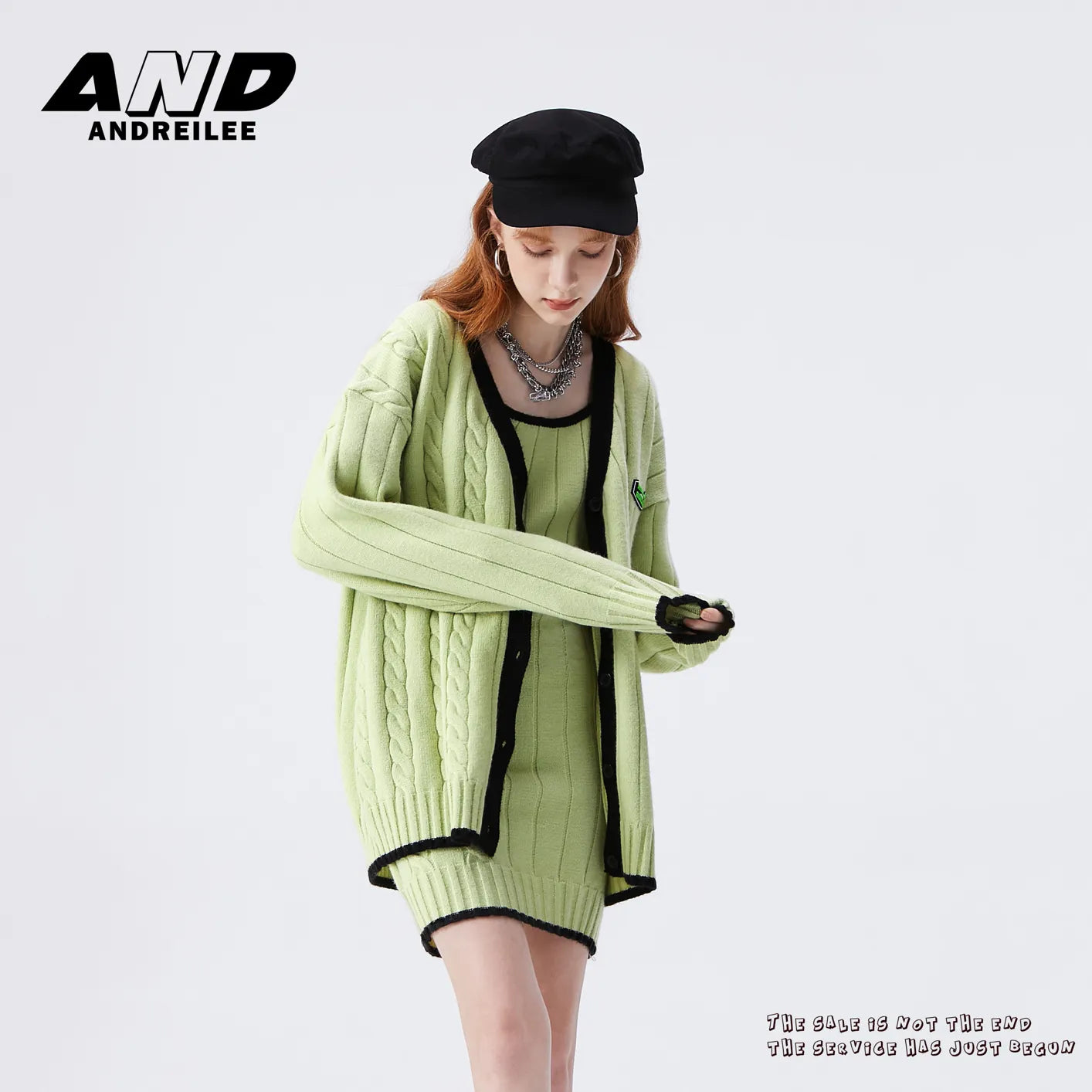 Knit Cardigan & Skirt Suit: Fashionable Autumn/Winter