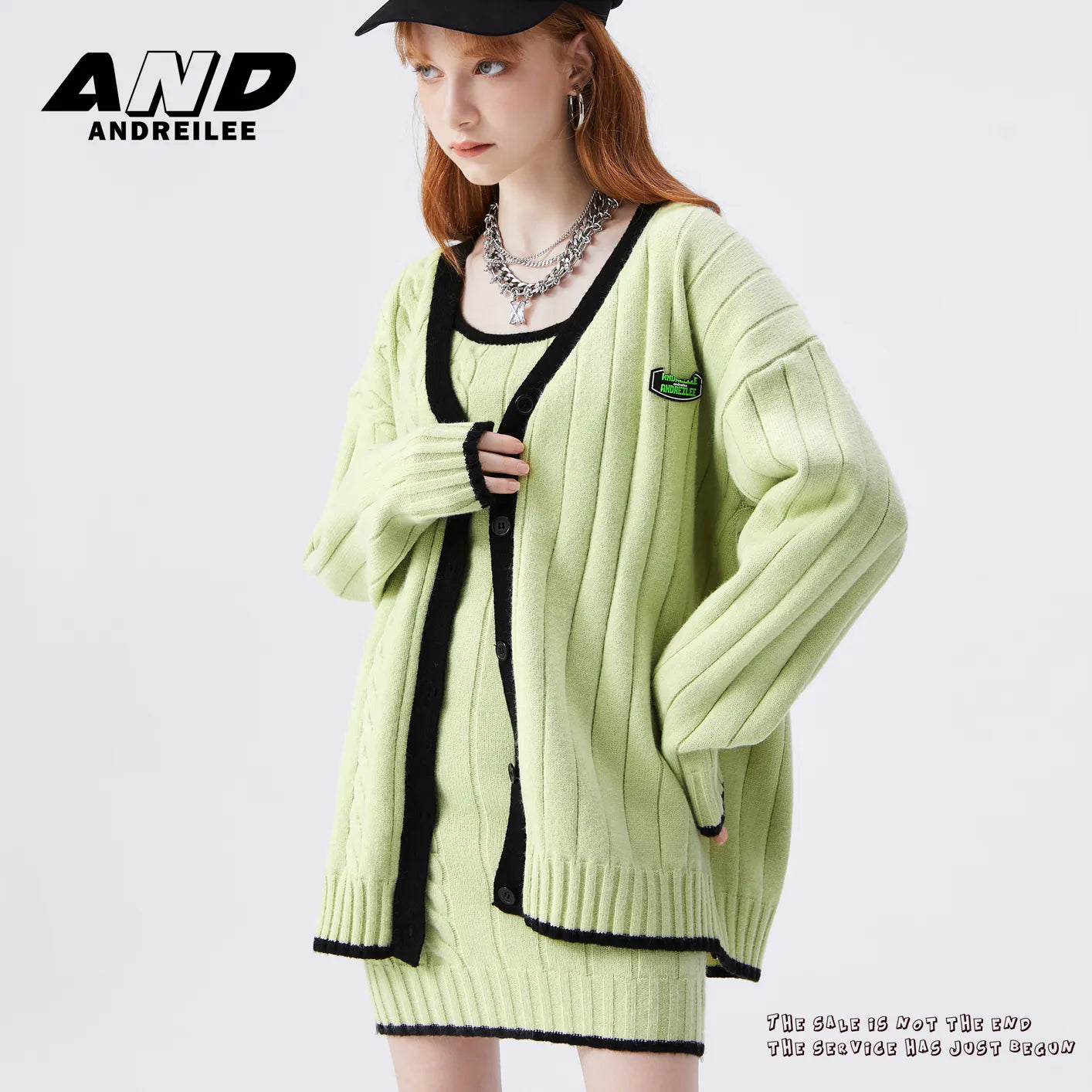 Knit Cardigan & Skirt Suit: Fashionable Autumn/Winter