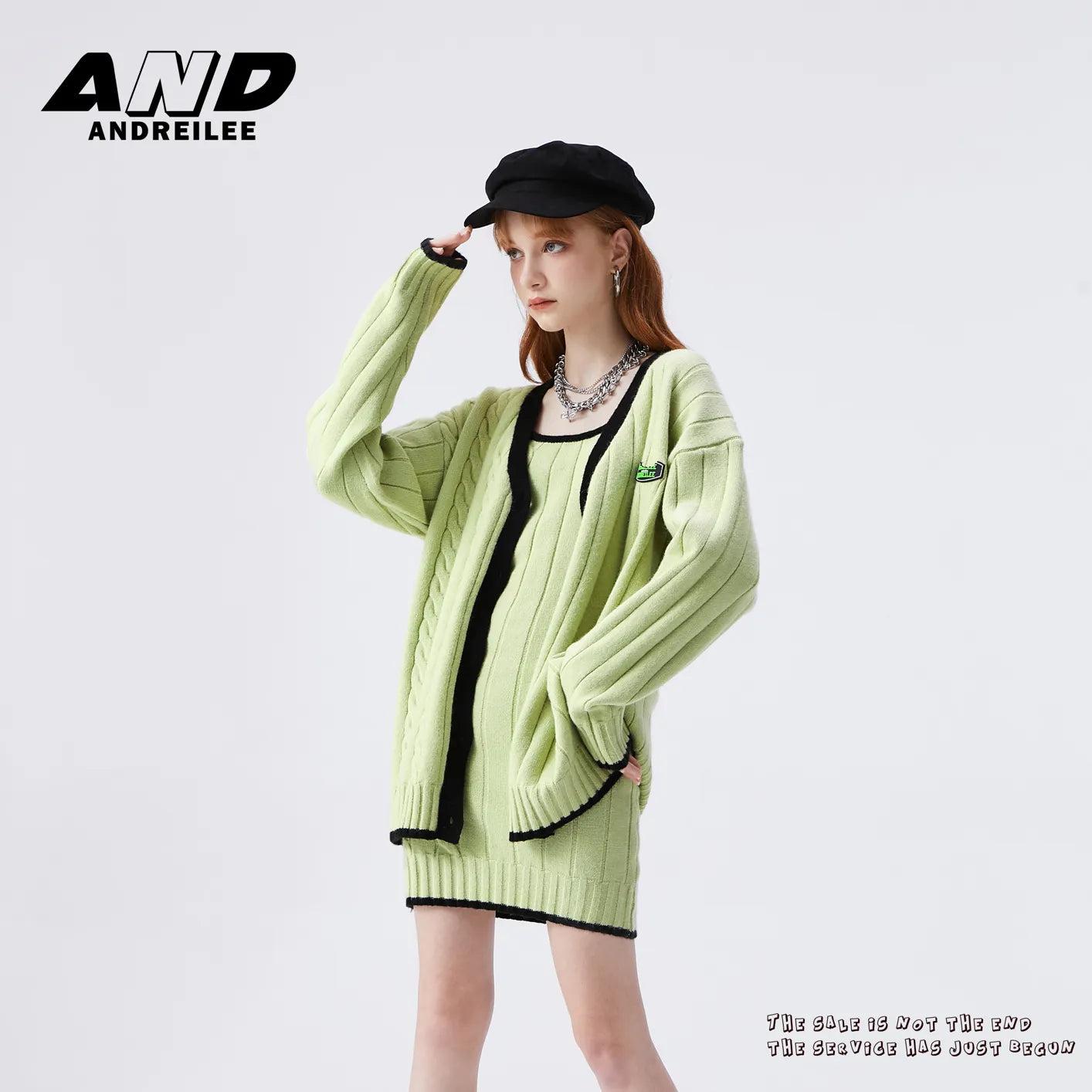 Knit Cardigan & Skirt Suit: Fashionable Autumn/Winter