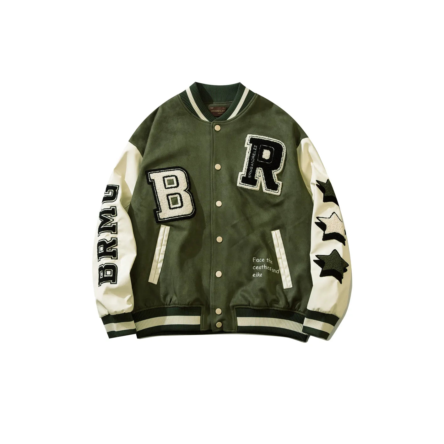 Leather Sleeve Letter Jacket: Casual Baseball