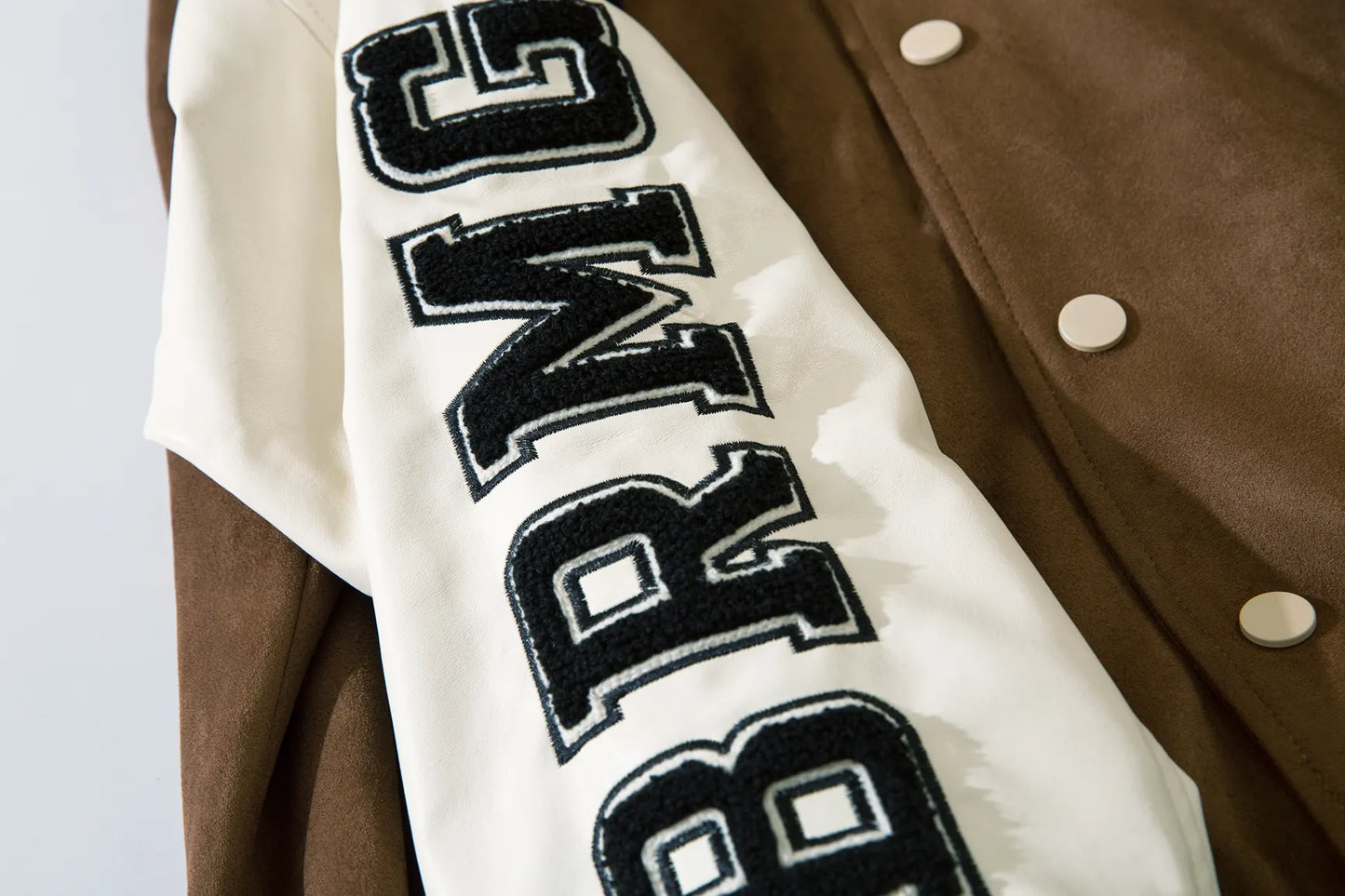 Leather Sleeve Letter Jacket: Casual Baseball