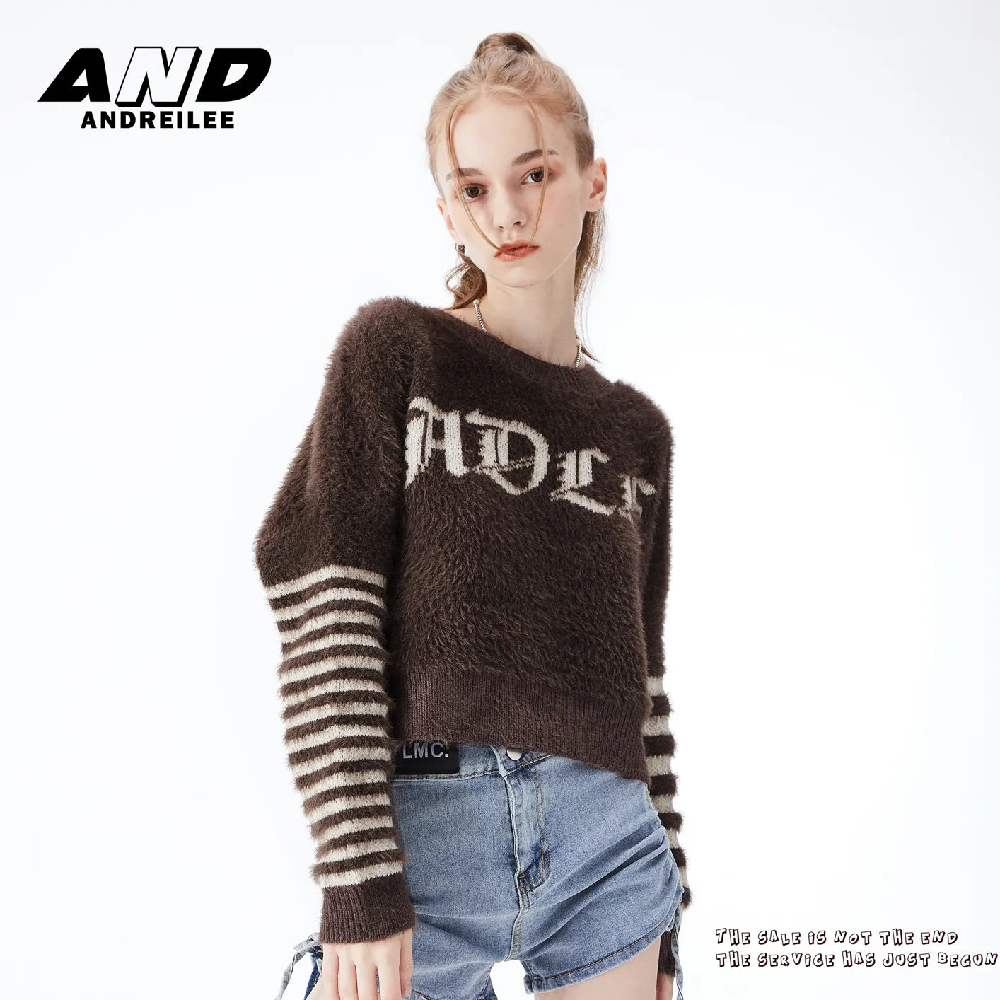 Striped Asymmetric Knit Pullover: Spice Girl Fashion