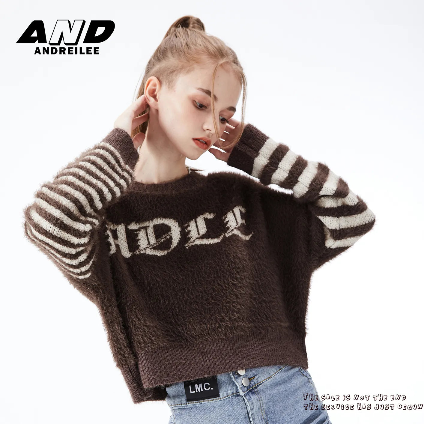 Striped Asymmetric Knit Pullover: Spice Girl Fashion