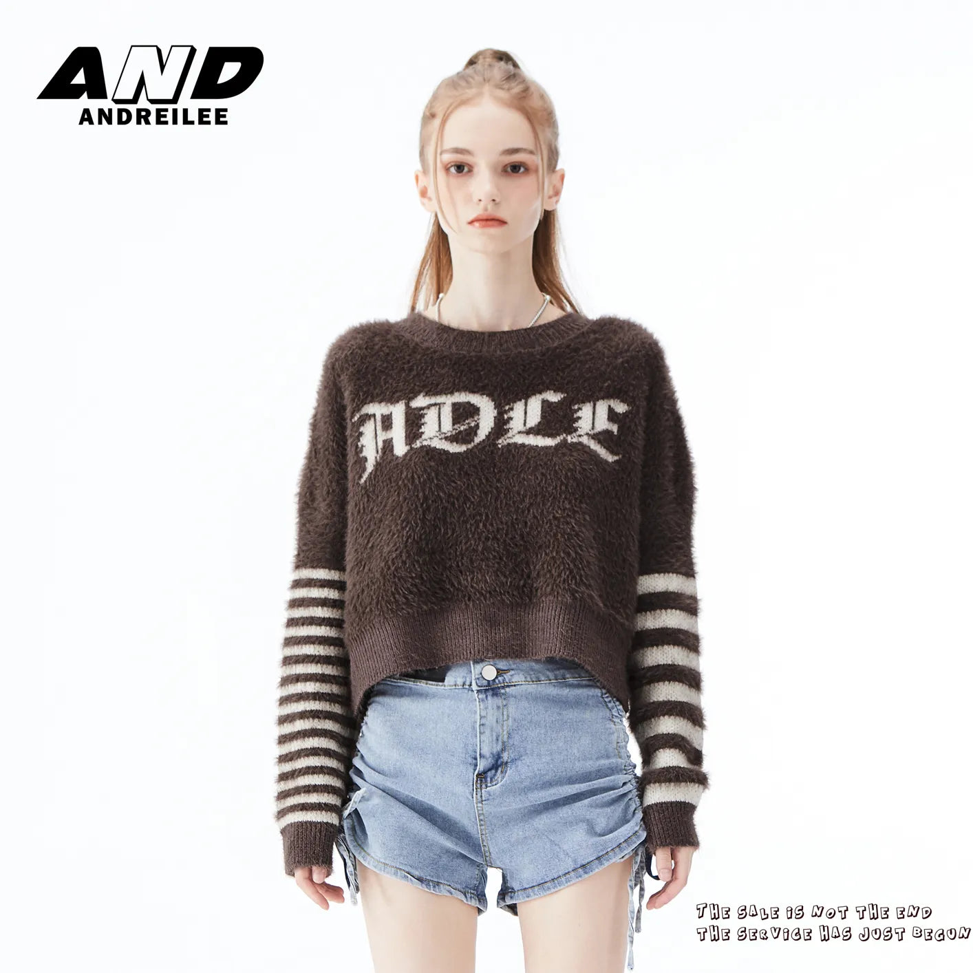 Striped Asymmetric Knit Pullover: Spice Girl Fashion