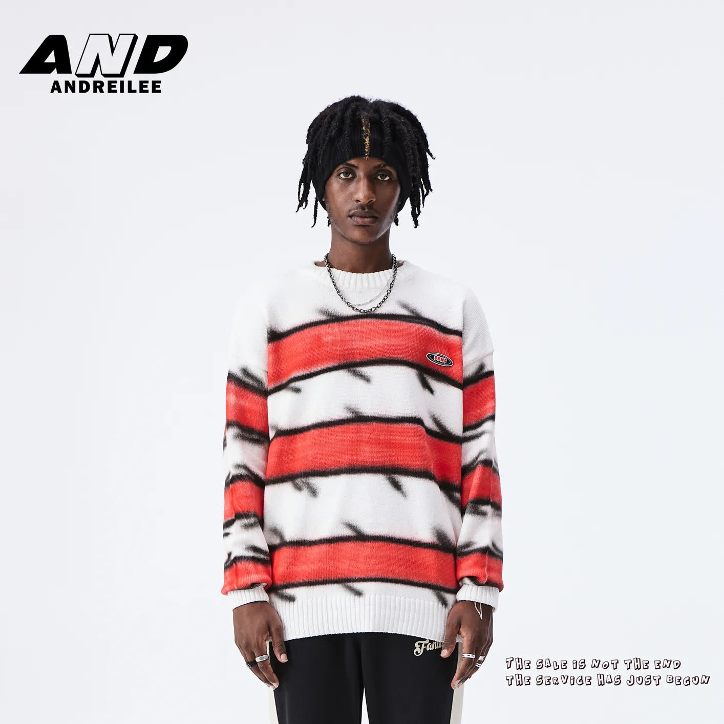 Striped Contrast Loose Knitwear: Couple Tops
