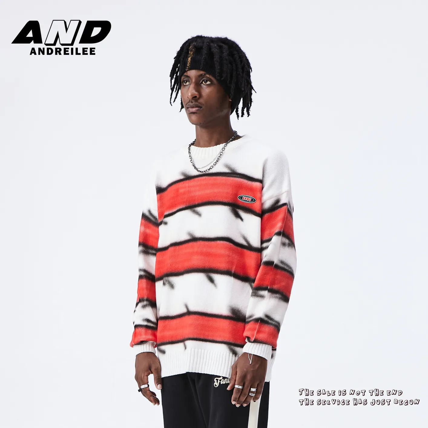 Striped Contrast Loose Knitwear: Couple Tops