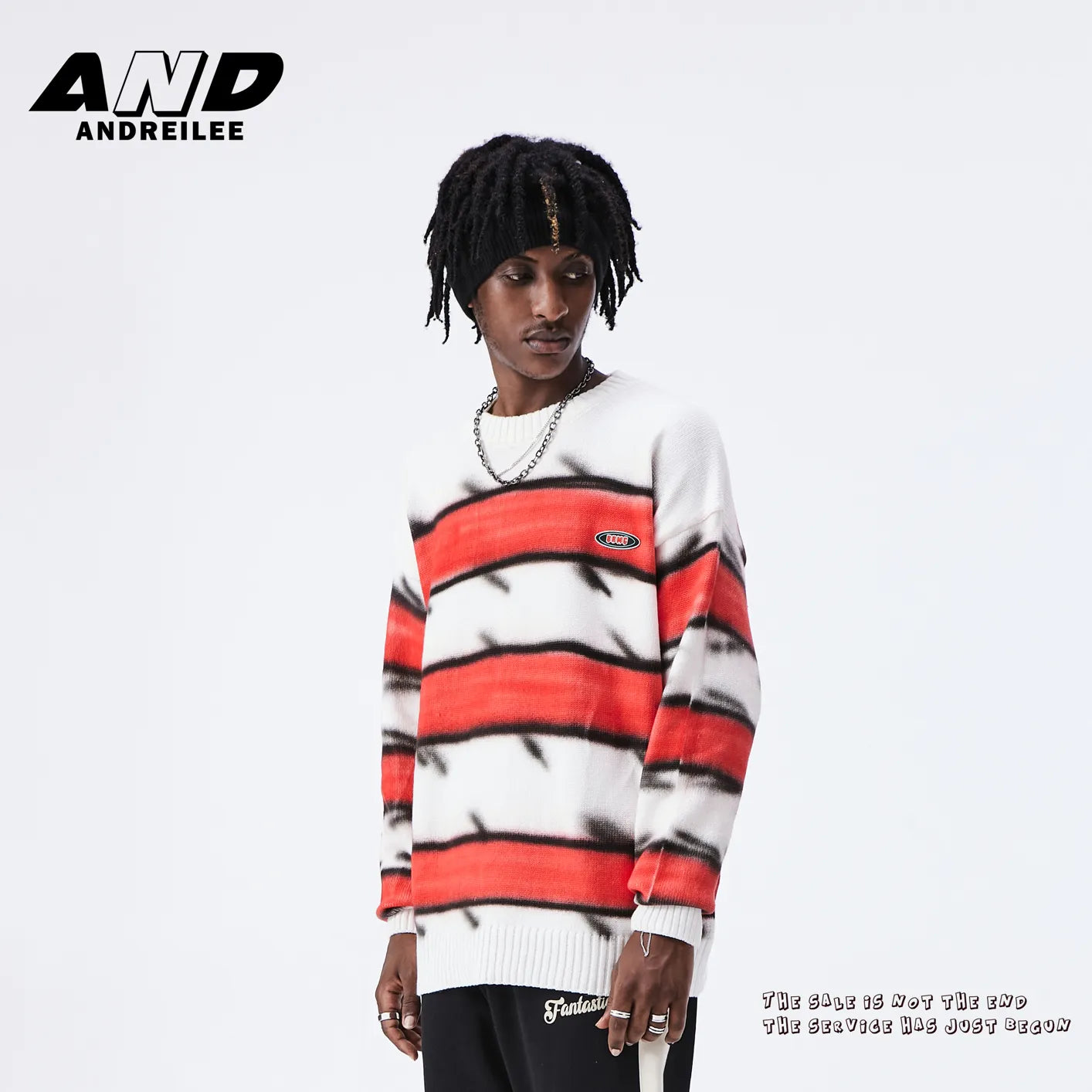 Striped Contrast Loose Knitwear: Couple Tops