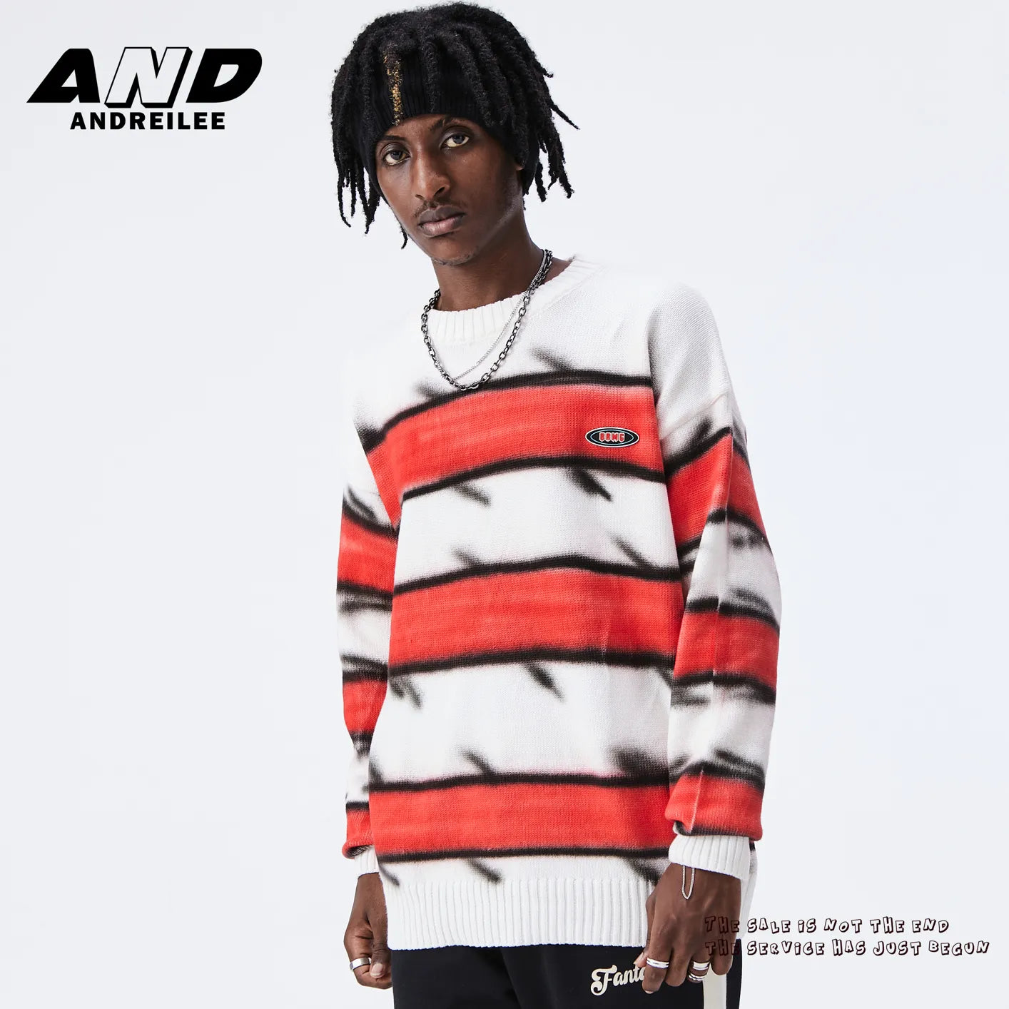 Striped Contrast Loose Knitwear: Couple Tops