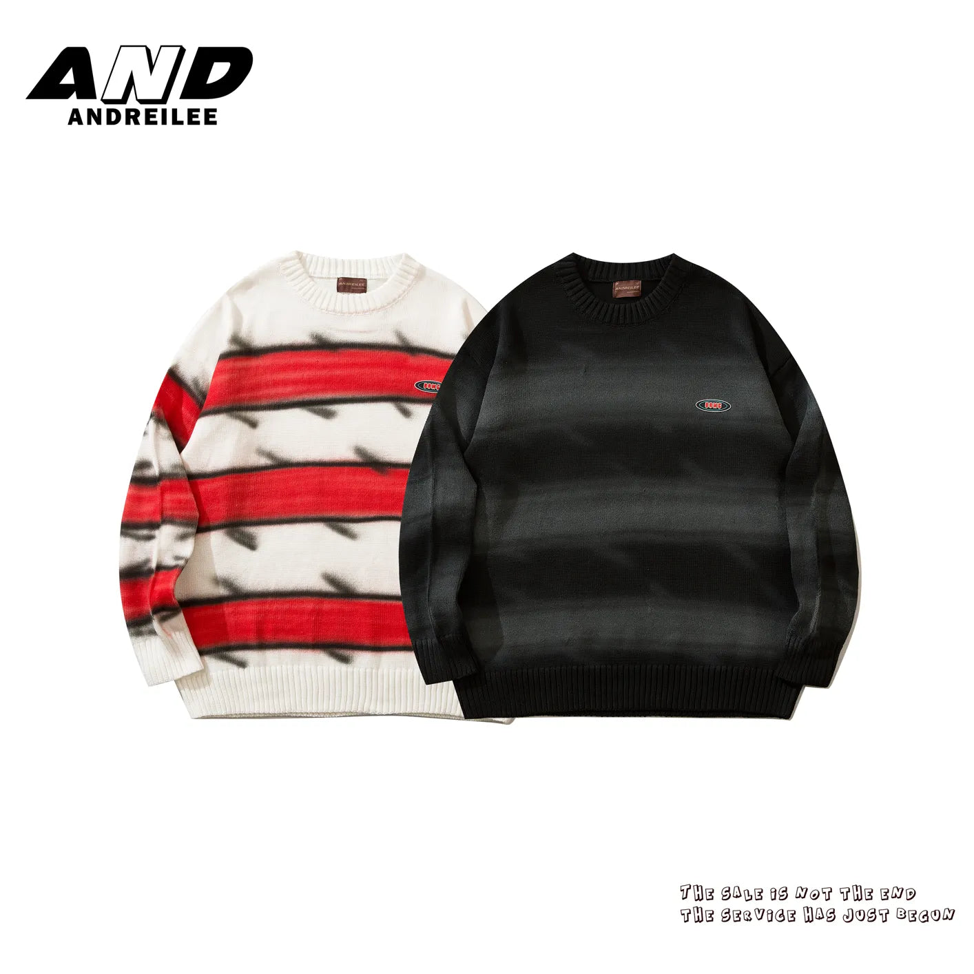 Striped Contrast Loose Knitwear: Couple Tops