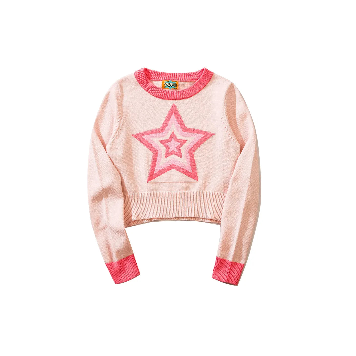 Sweet Star Pattern Color-Block Sweater: Slim-Fit