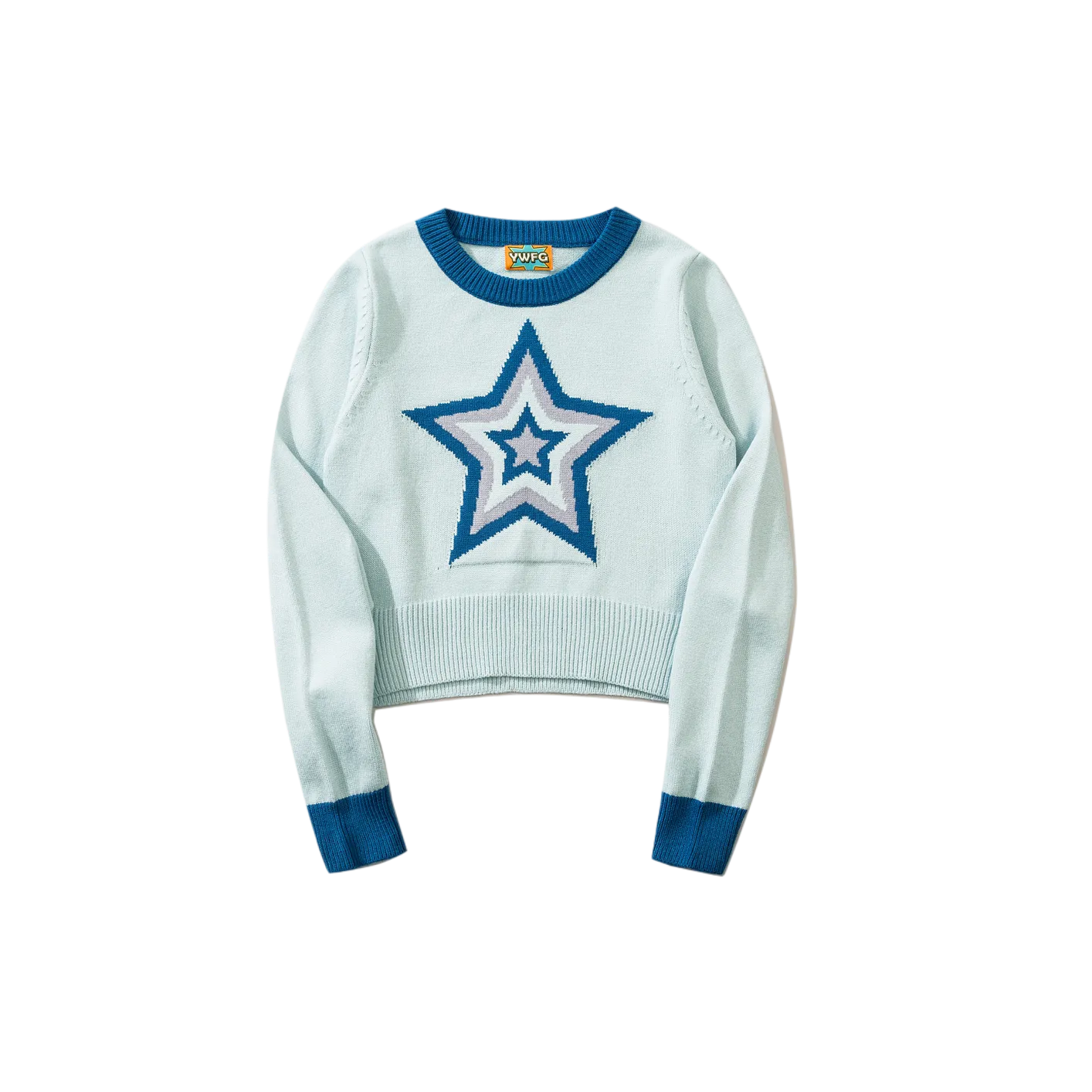 Sweet Star Pattern Color-Block Sweater: Slim-Fit