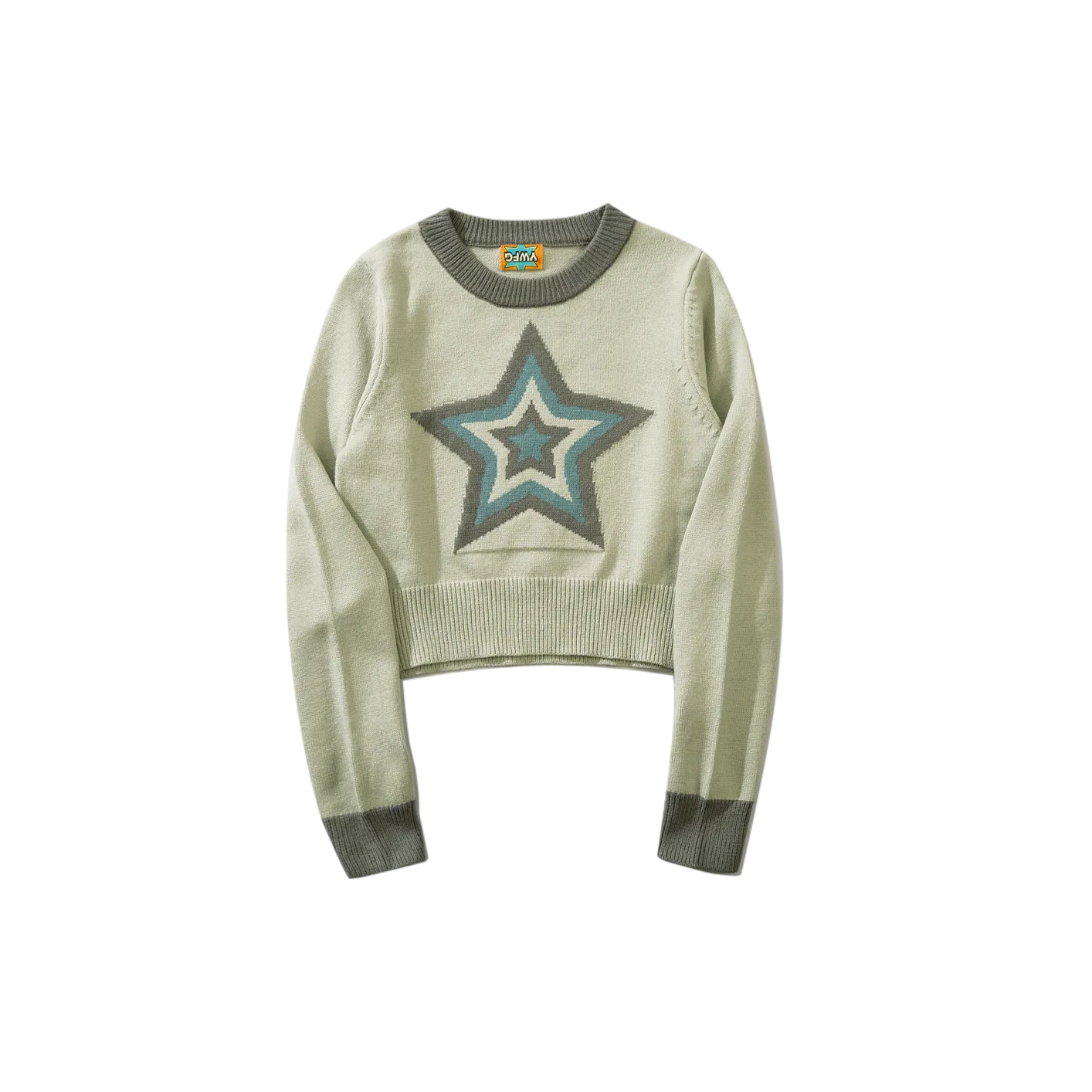 Sweet Star Pattern Color-Block Sweater: Slim-Fit