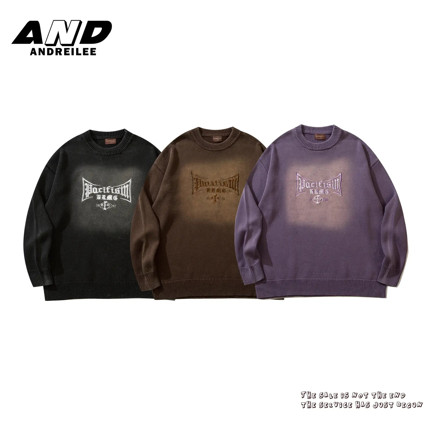Washed Distressed Embroidered Sweater: Casual Loose