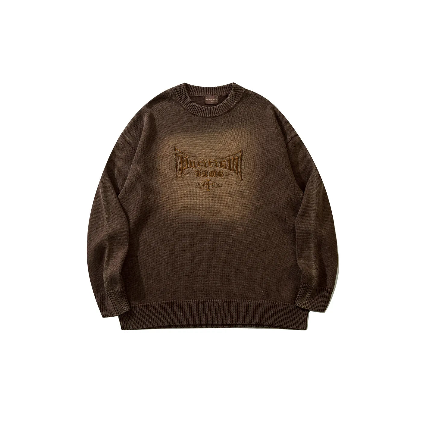 Washed Distressed Embroidered Sweater: Casual Loose