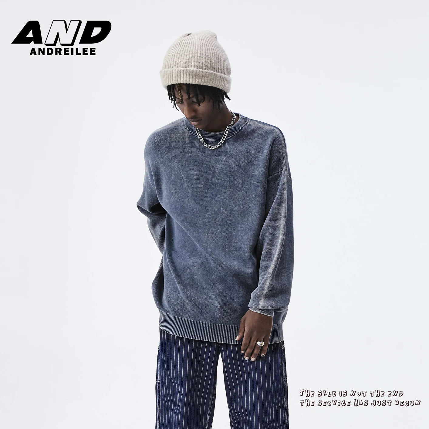 Washed Solid Color Knitwear: Casual Loose Fit