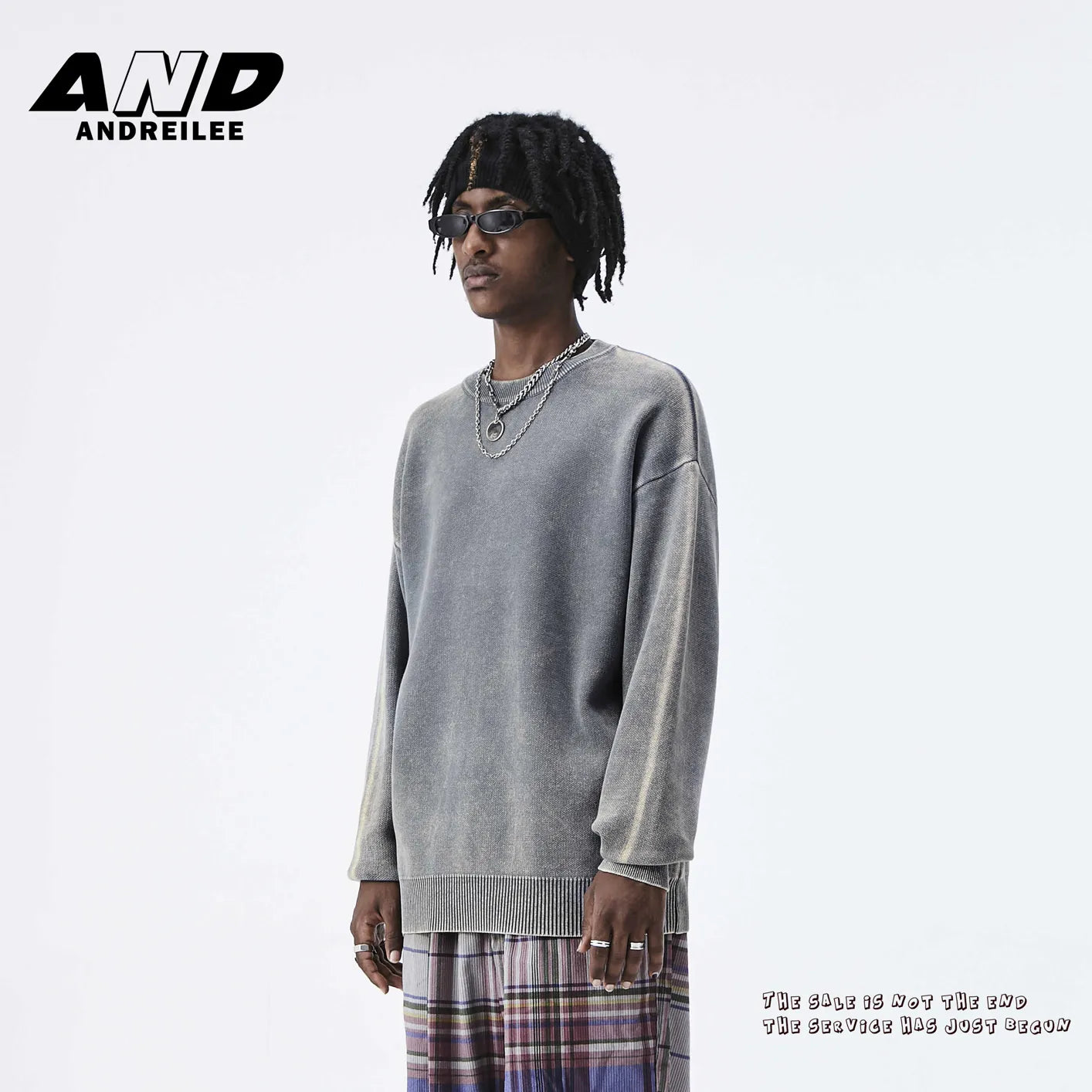 Washed Solid Color Knitwear: Casual Loose Fit