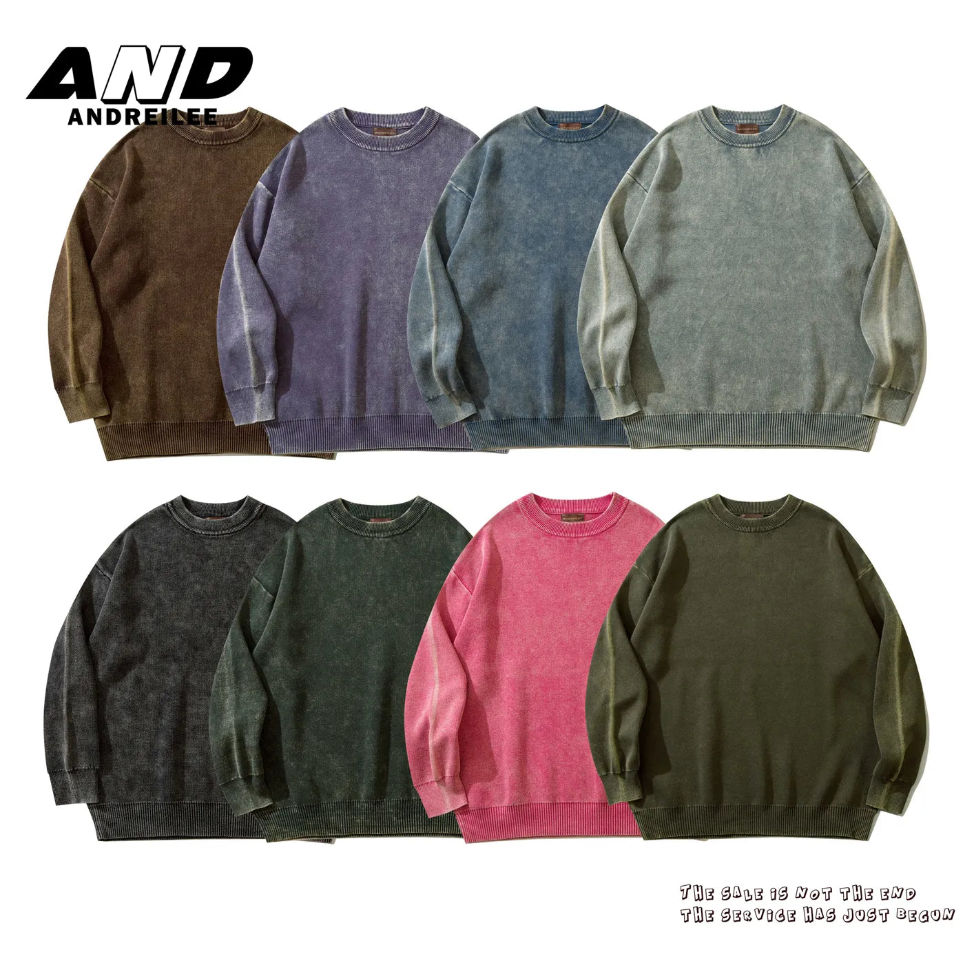 Washed Solid Color Knitwear: Casual Loose Fit
