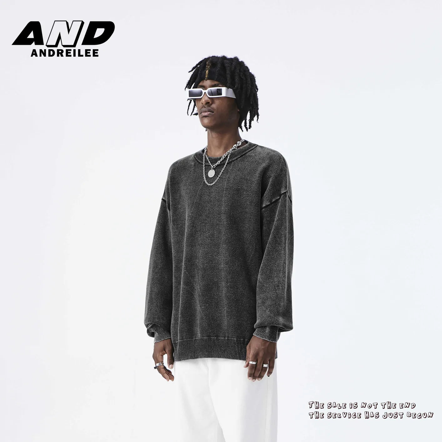 Washed Solid Color Knitwear: Casual Loose Fit